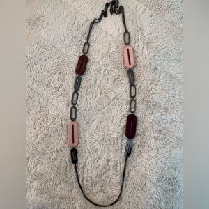 Pink and Dark Red, and Black long Necklace